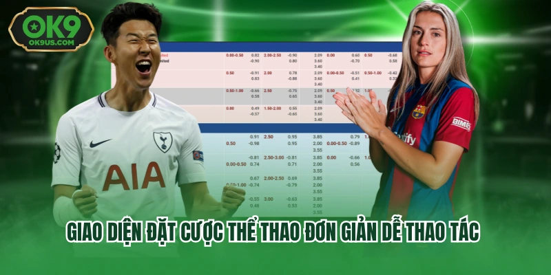 Giao diện đặt cược thể thao đơn giản dễ thao tác